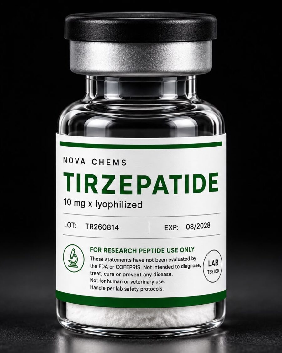 Vial de investigación liofilizado Nova Chems Tirzepatide 10mg