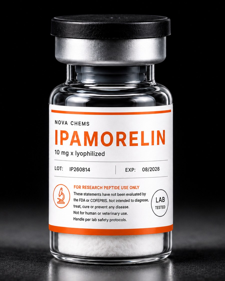 Vial de investigación liofilizado Nova Chems Ipamorelin 10mg