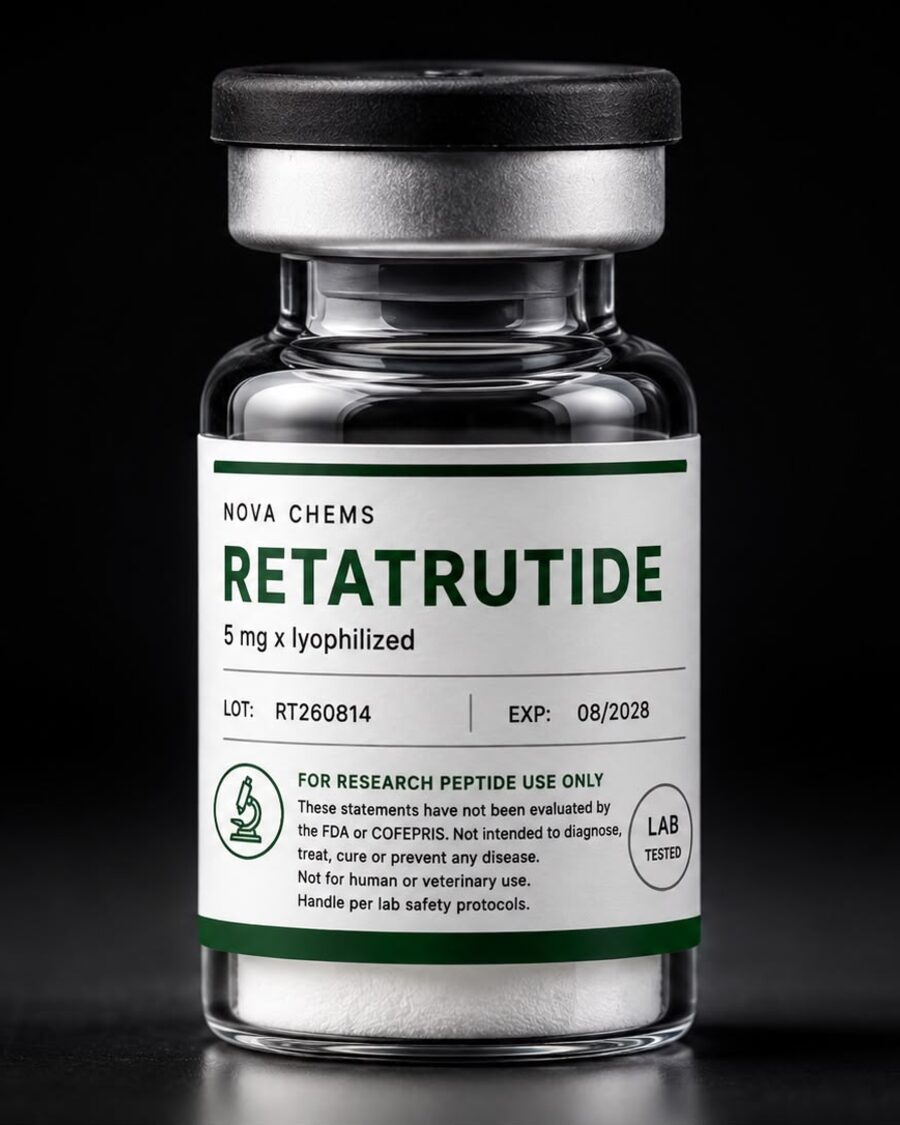 Vial de investigación liofilizado Nova Chems Retatrutide 5mg