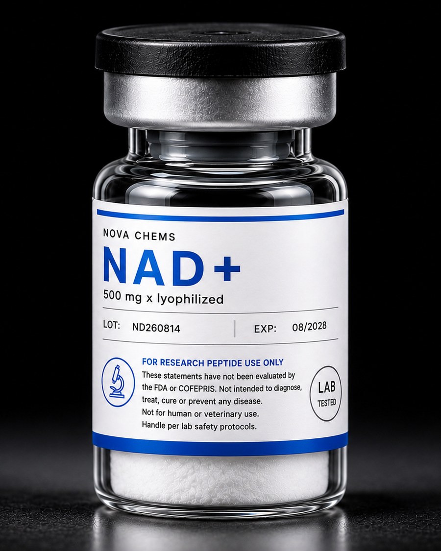 Vial de investigación liofilizado Nova Chems NAD+ 500mg