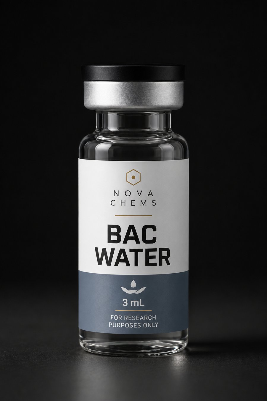 Vial de investigación liofilizado Nova Chems Bac Water 3 mL